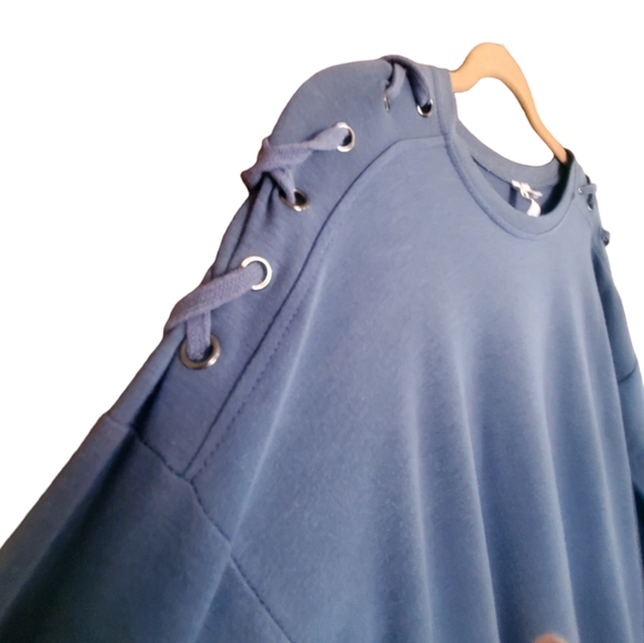 Cable and Gauge Slate Blue Casual Women's L/S with Lacing sz M - Picture 2 of 5